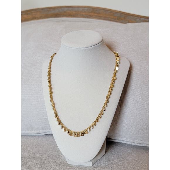 Gold-Tone Disc Dangle Necklace & Earring Set – Lightweight & Chic - Picture 3 of 8